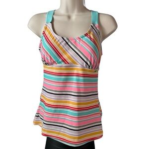 Zero Xposur Swimwear Tankini Womens XS Swim Top Tropical Stripes Padded (769)